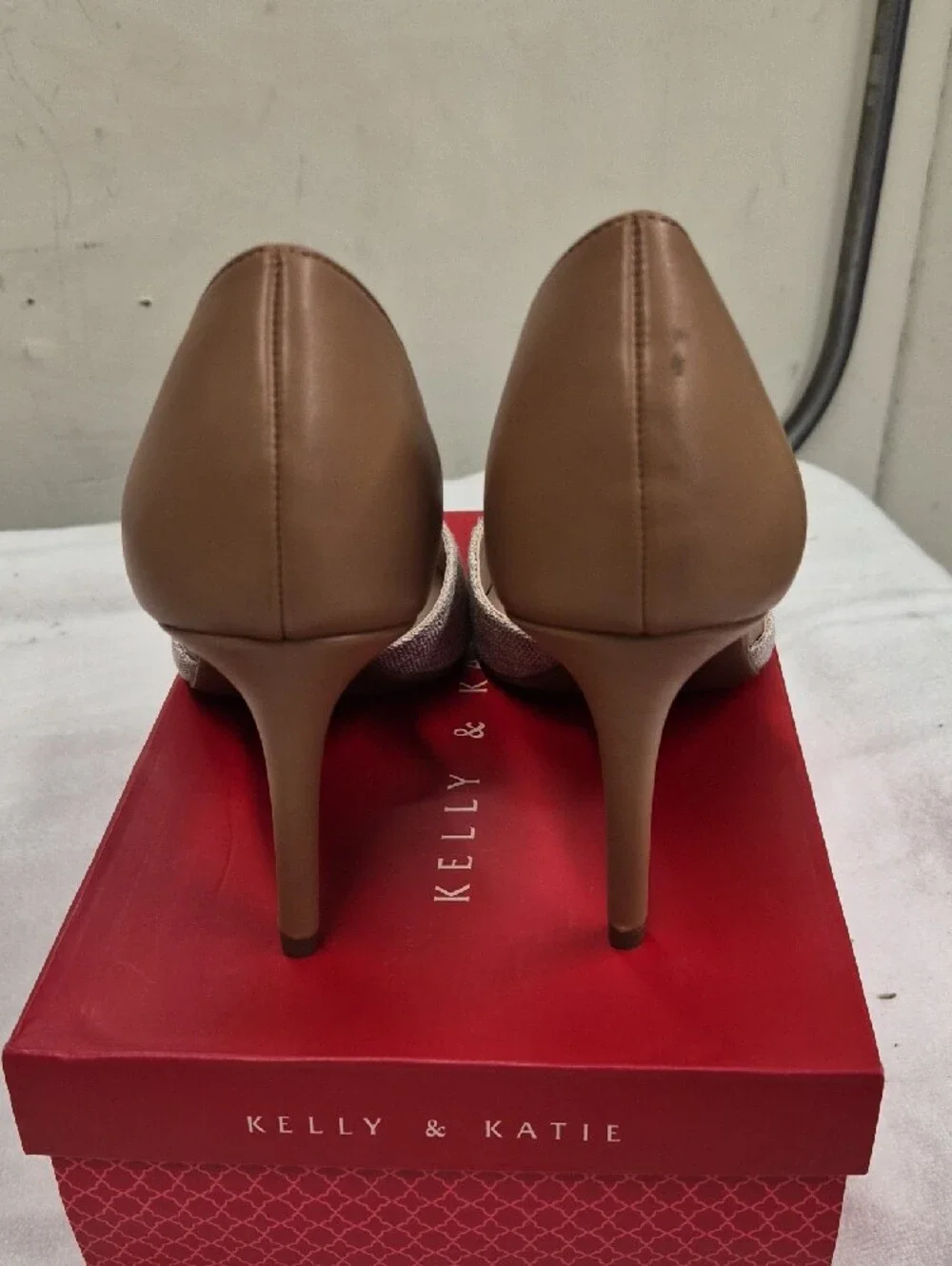Kelly & Katie Two-Tone Pointed D'Orsay Pumps - Beige & Tan Size 8.5